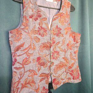 Stunning Vintage 90s White Stag Tapestry Vest - Size Large